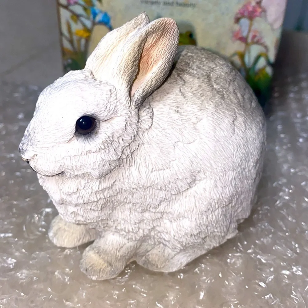 Easter basket bunny Stone critters vintage Ceramic white Easter bunny realistic - Picture 6 of 10